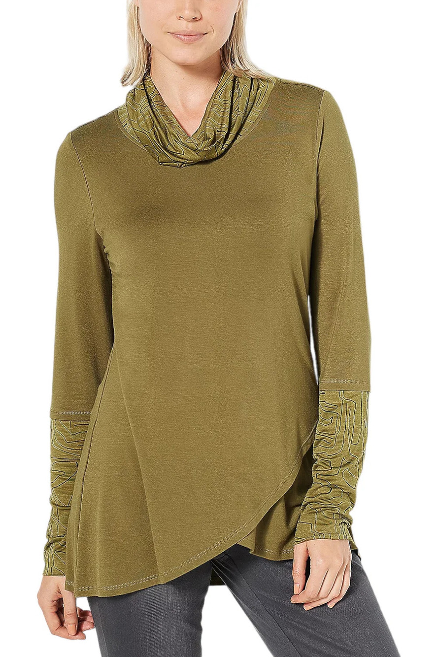 Truth + Style Jersey with Contrast Knit Trim Tunic Olive - Regular